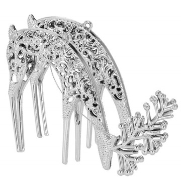 АЖУРНЫЕ ЕЛОЧНЫЕ ПОДВЕСКИ, СЕРЕБРЯНЫЙ ОЛЕНЬ, 2x