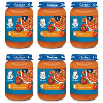 GERBER Obiadek Pomidorowa z ryżem i indykiem 6x190g