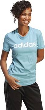 KOSZULKA DAMSKA ADIDAS LOUNGEWEAR ESSENTIALS SLIM LOGO TEE BŁĘKITNA r M