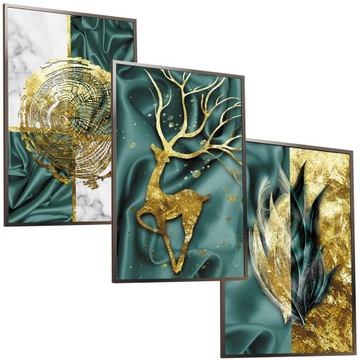 ZESTAW 50x40 RAMKA PLAKAT OBRAZ ZŁOTY JELEŃ DEER