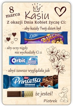 TABLICZKA NA SŁODYCZE SUPER PREZENT NA DZIEŃ KOBIET