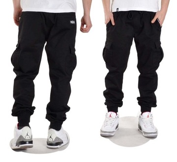 Spodnie 4XL Bossline Cargo Joggery czarne bojówki