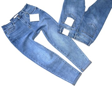 M.SARA DAMSKIE SPODNIE JEANSY MOM FIT WYSOKI STAN LUŹNIEJSZE NOGAWKI MODNE