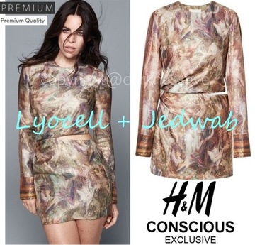 H&M CONSCIOUS EXCLUSIVE STUDIO PREMIUM JEDWAB GLAMOUR ART DESIGNER'S M/L