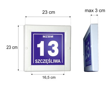 PODŚWIETLANY NUMER DOMU LED TABLICA ADRESOWA 23x23