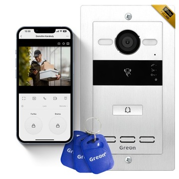 Видеодомофон скрытого монтажа Greon IP Tuya SMART, фото, видео, 8 камер, считыватель, ворота