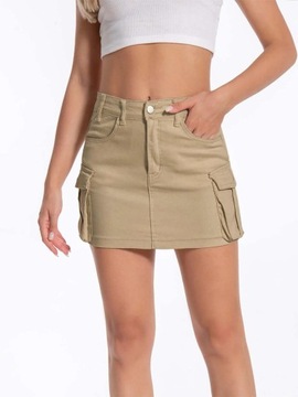 Women s Mini Cargo Denim Skirt Low Rise Cargo Skir