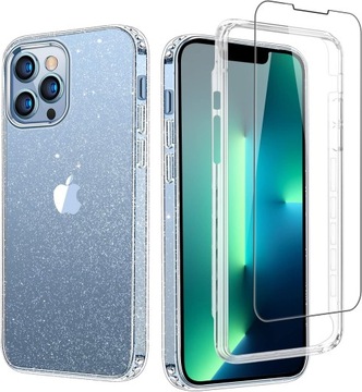 ETUI OBUDOWA CASE PRZEZROCZYSTY BROKATOWY ZE SZKŁEM OCHRONNYM iPhone 13 Pro