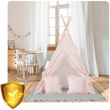 NAMIOT TIPI dla DZIECI WIGWAM PODUSZKI DUŻA MATA XXL GIRLANDA NAMIOCIK BAZA