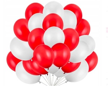 BALONY LATEKSOWE ZESTAW BIAŁO CZERWONY POLSKA EURO MECZ piłka nożna 50szt