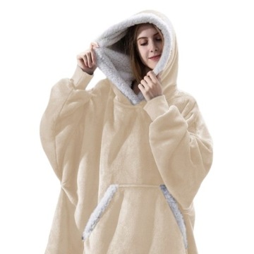 CIEPŁA BLUZA KOC OVERSIZE FUTRZAK 2W1 GRUBA XXL