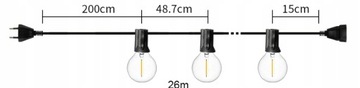 СВЕТОВАЯ ГИРЛЯНДИЯ Садовые лампы 26 МЕТРОВ 50 СВЕТОДИОДНЫХ УЛИЧНЫХ ламп БАЛКОН