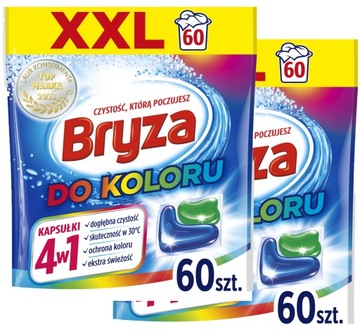 BRYZA Żelowe Kapsułki do prania 4W1 120 Prań Skuteczne Do Koloru