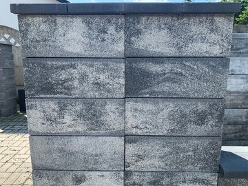 Блок заборный, гладкий, 50х20, графит и белый горошек