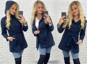 KLASYCZNY PŁASZCZ Z PASKIEM Z KAPTUREM_KOLORY_XL