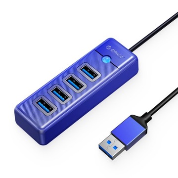 Orico Hub niebieski USB-A na 4x USB-A 3.1 Gen 1, 15 cm wbudowany przewód