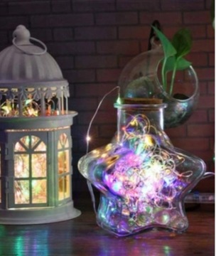 Светильники на проводе 2 м на 20 светодиодных батарейках, многоцветные.