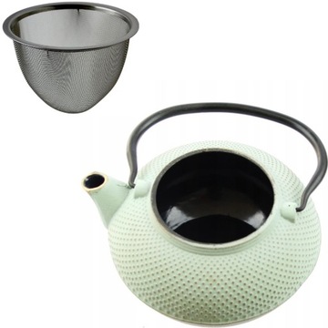 CZAJNIK ŻELIWNY ZESTAW 4x CZARKI PODGRZEWACZ 1,5L