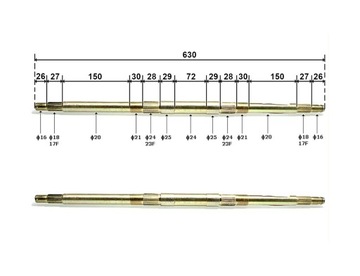 OŚKA TYŁ ATV 110 HB OŚ 63cm