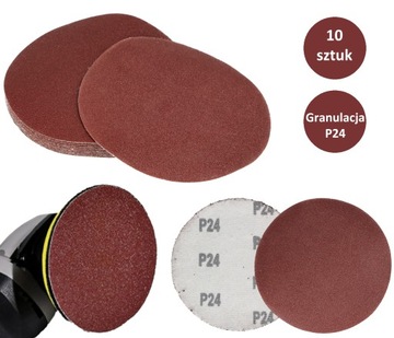 PAPIER ŚCIERNY 125 KRĄŻKI SAMOPRZYLEPNE NA RZEP DO SZLIFIERKI P24 X10