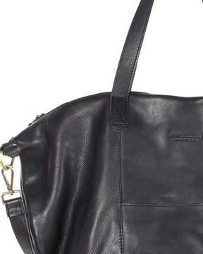 Skórzana torba damska shopper czarny pleciony - MARCO MAZZINI VS1a