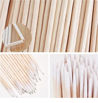 Деревянные косметические палочки с ватой 100 шт.