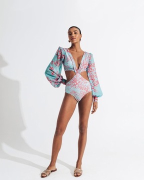 STRÓJ KĄPIELOWY JEDNOCZĘŚCIOWY BOHO RĘKAW BODY L