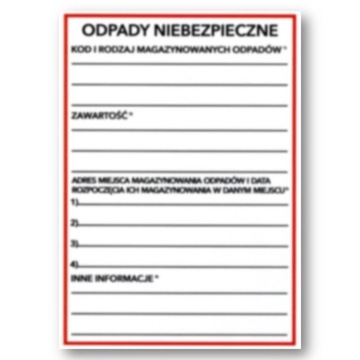NAKLEJKA ODPADY NIEBEZPIECZNE 50 szt.! folia samoprzylepna 150 x 210 mm