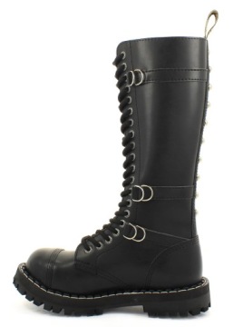 ЧЕРНЫЕ СТАЛЬНЫЕ БОТИНКИ С ШПИЛЬКАМИ НА СПИНЕ, 20 ОТВЕРСТИЙ