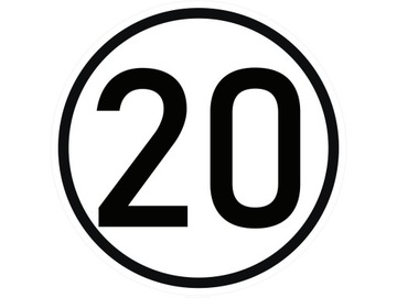 Naklejka laminowana limit prędkości v2 20 km/h [TA