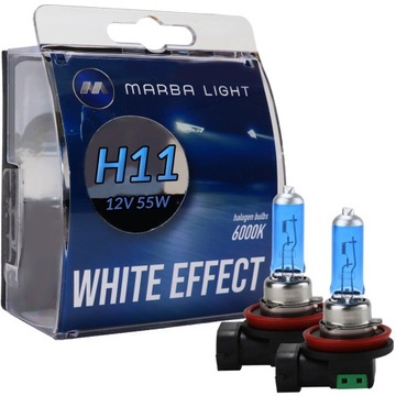 ŻARÓWKI H11 12V 55W MARBA LIGHT WHITE EFFECT ZIMNE BIAŁE ŚWIATŁO