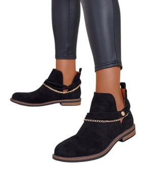 CZARNE BUTY DAMSKIE BOTKI RIZOR 38