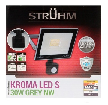 Прожектор с датчиком KROMA 30Вт LED PIR галоген нейтральный цвет 03606