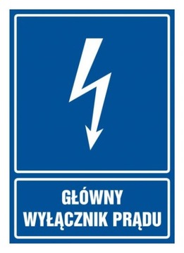 Główny wyłącznik prądu naklejka znak BHP 5,2x7,4