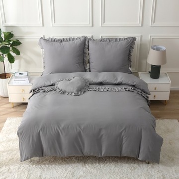 Комплект постельного белья 200 см х 220 70х80см постельное белье с рюшами и подушкой СЕРДЦЕ