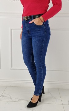 DAMSKIE SPODNIE JEANSOWE WYSZCZUPLAJĄCE Plus Size - Blue