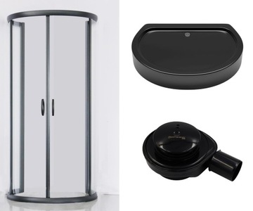 KABINA PRYSZNICOWA 80x100x205 PRZYŚCIENNA CZARNA