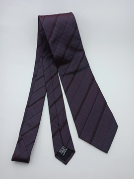 Hugo Boss śliwkowy jedwabny krawat w paski
