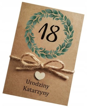EKO zaproszenie na 18 URODZINY OSIEMNASTKĘ+koperta