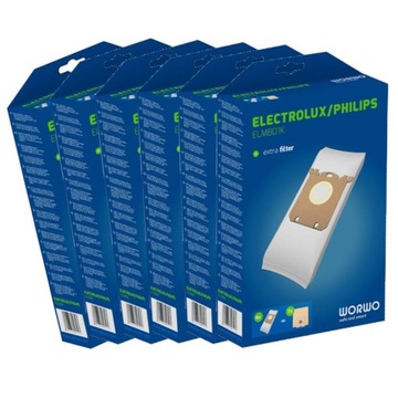 Worki do odkurzacza Electrolux Philips S-BAG SBAG Worwo ELMB01 24 sztuki