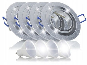 KOMPLET 4x Żarówka LED gu10 ZESTAW 7W+Oprawa