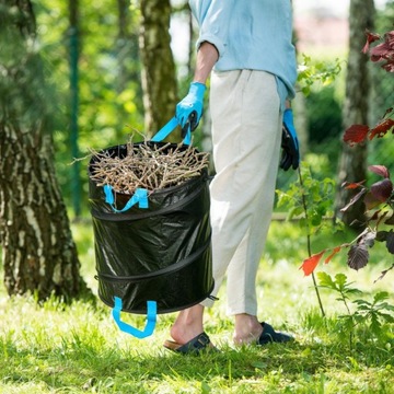 Садовая корзина 56л, складная, прочная, с травяными листьями.