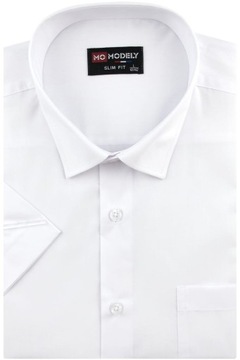 Koszula Męska Elegancka Wizytowa do garnituru gładka biała SLIM FIT P453