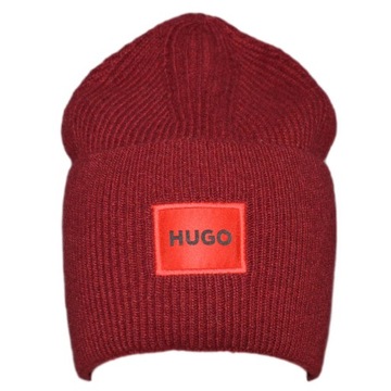 Czapka na zimę Hugo Boss Beanie z prążkowanej mieszanki wełny