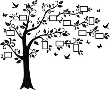 Наклейка на стену с изображением дерева и фоторамкой Наклейка на деревянную рамку G1