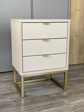 Бежево-золотая прикроватная тумбочка, ВЫСОКАЯ прикроватная тумбочка
