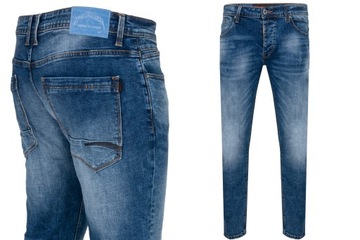 SPODNIE MĘSKIE JEANSOWE NIEBIESKIE ZWĘŻANE SLIM 32