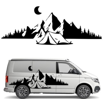 Nálepka Grafika na karavan Mountains Hory Camping Les Moon 43x112