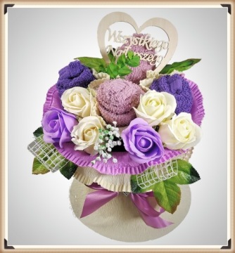 Букет полотенец ПОДАРОК ​​На День Рождения Именины Мыло розы полотенца 50х100см