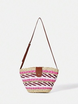 ЦВЕТНАЯ СУМКА НА ПЛЕЧЕ, СОЛОМНАЯ КОРЗИНА SHEIN